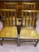 A good set of four antique oak farmhouse chairs with reeded spindlebacks