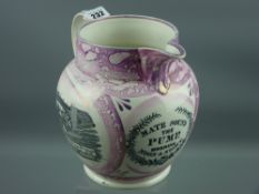 Sunderland lustre - a fine large jug 'Northumberland 74' and 'A West View of The Iron Bridge' and