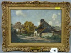 JOSE WEISS oil on board - rural tavern on a track with trees, signed and entitled to frame 'George &