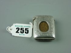 A fine bright cut silver vesta with oval window to one side, Birmingham 1906