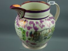 Sunderland lustre - a fine large jug 'Northumberland 74', 'The West View of The Iron Bridge' and '