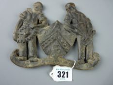 An interesting lead mark, possibly insurance or Masonic Lodge, shield type centre with Masonic