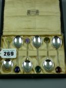 Liberty silver - a cased set of six silver bead handled coffee spoons in original Liberty box,