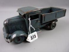 Toys - a grey wind-up truck with opening doors, no maker's marks, 23 cms long