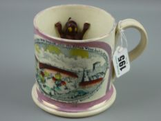 Sunderland lustre - a frog mug 'Sailor's Farewell' and 'West View of The Cast Iron Bridge over The