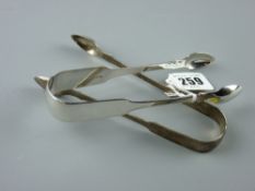 Sugar tongs - two plain fiddle patterned pairs, 2.5 ozs total, Chester 1812 and London 1820?