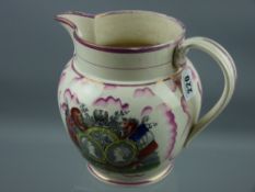 Sunderland lustre - a large jug 'May They Ever Be United, Swiftly See Each Moment Flies...', 19