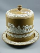 A James Dudson Stilton dish and cover, a large 19th Century dome and base plate with applied