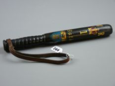A Victorian ebonized truncheon marked 'V R' with crown below and the number one, Bath City name