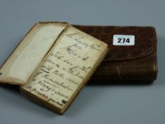 A lady's crocodile purse, silk lined with interior section and a leather bound 'Complete Ready