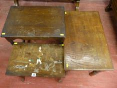 Three various side tables including an Eastern hardwood example with multi-wood and bone inlay