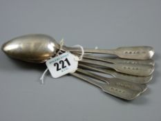 A set of six fiddle pattern table spoons, 'E E' maker, London 1849, 7.2 ozs approximately