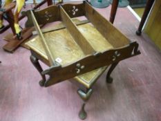 An early oak side table or stand, rectangular top with moulded edge, peg jointed lower section on