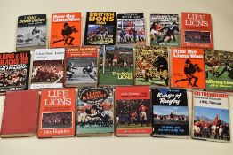 PARCEL OF NINETEEN HARDBACK BOOKS RELATING TO BRITISH LIONS RUGBY