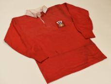 WELSH 'B' INTERNATIONAL RED JERSEY, NO. 16 CIRCA 1971 accompanying card inscribed 'Bobby Windsor