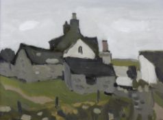 SIR KYFFIN WILLIAMS RA oil on board - Anglesey farmstead, signed with initials and with artist's