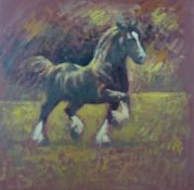 ANEURIN M JONES watercolour - study of a galloping horse, 42 x 42 cms (Provenance: purchased at