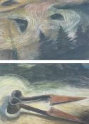 ELERI MILLS paint, charcoal and pastel on paper - study of a pair of shearing shears ('Gwellau'), 25