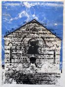 JOHN PIPER limited edition (54/75) coloured print - chapel front with overprinted lettering,