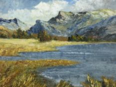 GWYNETH TOMOS oil on board - Snowdon and Nant Peris, signed, 34 x 44 cms