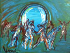 ANDREW VICARI oil on canvas - 'Vigonade', signed and signed, entitled and dated verso 2007, 34.5 x