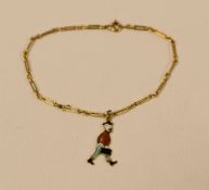 15ct GOLD BRACELET WITH PENDANT, 2.4gms