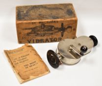 A BOXED 'DR. MACAURA'S BRITISH VIBRATOR' the device in chromed metal and with ebonised handles and