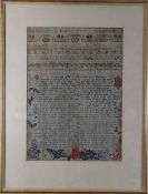 AN EARLY NEEDLEWORK FRIENDSHIP SAMPLER, DATED 1753 BY ANNE PITCHER, AGED 8 YEARS having alphabet,