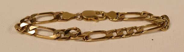 9ct FIGARO LINK BRACELET, 13.3gms