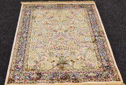 IVORY GROUND CASHMERE RUG in medallion design, 168 x 116 cms