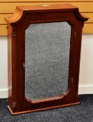 A MIRRORED DOOR NARROW WALL CUPBOARD, 93 x 72 cms