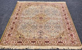 IVORY AND GOLD GROUND CASHMERE RUG in all over design, 229 x 155 cms