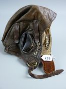 A WWII pilot's helmet, type C, probably 1942 pattern, in good condition with original straps