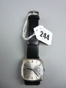 A gentleman's Omega Geneve wristwatch, 3 cms approximate square stainless steel case, the silvered