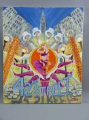 CARL F HODGSON acrylic on canvas - New York showtime scene, monogrammed and entitled '42nd