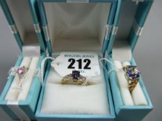 THREE NINE CARAT GOLD DRESS RINGS 6.3 grms total