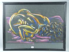 CARL F HODGSON pastel - a figure in recumbent pose, monogrammed and entitled verso 'Out of the