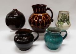 A STUDIO POTTERY GROUP INCLUDING WILLIAM FISHLEY HOLLAND comprising onion-shape textured vase,