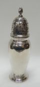 A SILVER CASTER of plain baluster form, Birmingham 1911, 6.3ozs