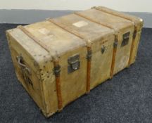 A MALLES COSMOPOLIS CABIN TRUNK of banded form with brass fittings Provenance: The Estate of