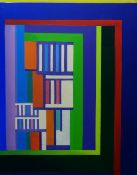 NORMAN CHECKETTS oil on canvas - abstract cubist, 92 x 73cms