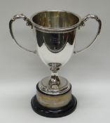 A TWIN-HANDLED SILVER TROPHY, Birmingham 1933, 26.9ozs