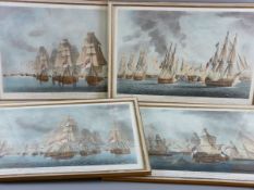 ROBERT DODD four framed coloured engravings - published by J W Laird, London, 1843, depicting