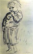 AUGUSTUS JOHN print - study of a standing boy ‘Pyramus’ (his eldest son), 26 x 16cms Auctioneer’s