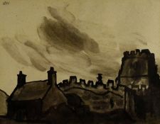 SIR KYFFIN WILLIAMS RA colourwash - St Beuno’s Church, Clynnog Fawr (Llyn Peninsula, Gwynedd),