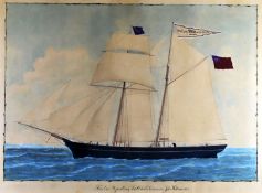 ARTIST UNKNOWN watercolour / mixed media - a two masted schooner at sail, entitled ‘The Twelve
