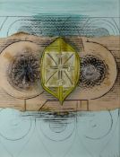 CERI RICHARDS mixed media including collage - church interior, entitled verso ‘La Cathédrale