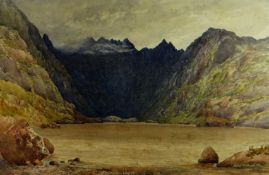 DAVID COX watercolour - Snowdonia landscape at Cwm Idwal, signed, 36 x 54.5 cms
