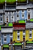 HOWELL DAVIES acrylic - rows of valley terraced houses, signed