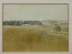 GERRY BALL watercolour - titled 'Ploughed Fields at Dulas', 23.5 x 32.5 cms